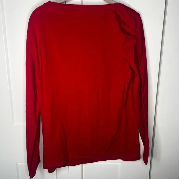 Talbots Red Long Sleeve Tee with White Bear Design - Picture 5 of 5